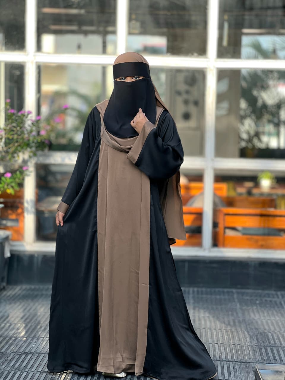 Contrast Overcoat Abaya